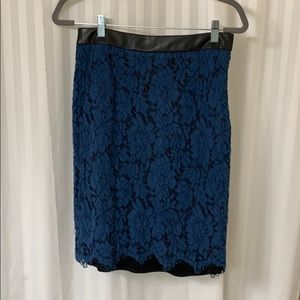 Blue Lace Pencil Skirt